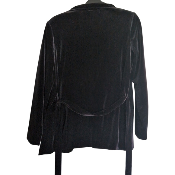 Signature Elegant Black Velvet Blazer Size L Us 12 - Picture 7 of 8